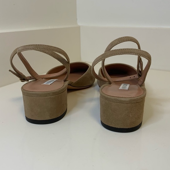 Aquazzura French Flirt Leather Trim Suede Pump Tan NWT Size 39.5 - Picture 5 of 7